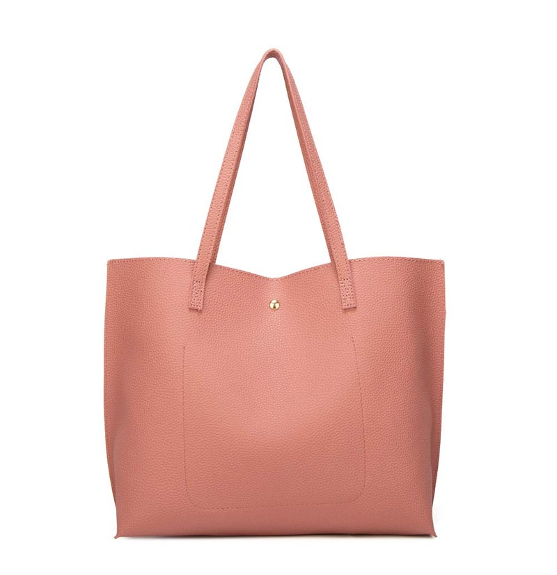 Dreubea Women's Soft Faux Leather Tote Shoulder Bag from, Big Capacity Tassel Handbag Old Rose - Image 3